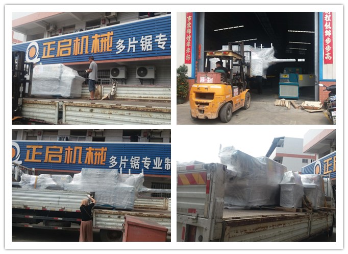 2018年5月發(fā)往柬埔寨--雙排鏈原木多片鋸、方木多片鋸、清邊機(jī)、磨鋸片機(jī)