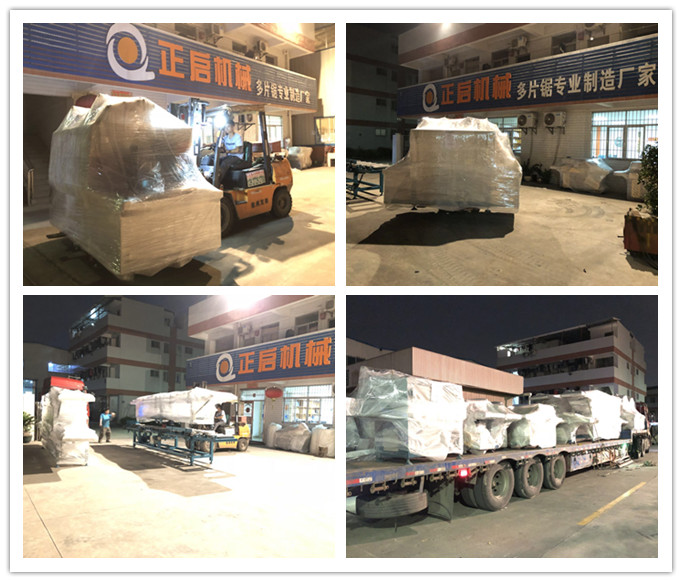 2018年10月發往俄羅斯--ZQ200型全自動方木多片鋸2臺、清邊鋸5臺、邊皮鋸1臺、單修邊鋸1臺、三角料修邊鋸3臺、接料架2件